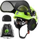 GREEN DEVIL Forestry Chainsaw Safety Helmet with Mesh Face Shield Built-in Visor and Earmuffs 5 in 1 System Vented Arborist Helmet ANSI Z89.1 Hard Hat Logging Garden Work Hardhats for Men Women