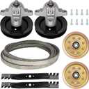 Aeagle 918-04456 Rebuild Kit Fit for 42" Deck Troy Bilt Pony 42 LT-542H (only 13AN795G790), Includes 2 Spindle 618-04456, 2 Blade 742-0616, 96" Belt 754-04060, 2 Pulley 918-0624B, 2 Idler 756-04129