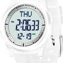 Beeasy Digital Watch Waterproof with Stopwatch Alarm Countdown Dual Time, Ultra-Thin Super Wide-Angle Display Digital Wrist Watches for Men Women (White)