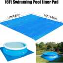 Pool Ground Cloths Pool Cover,16x16 Ft Square Swimming Pool Liner Pad, Anti Tear Above Ground Pool Mat, Preventing Punctures Pool Tarp Cover for Frame Pool Inflatable Top Ring Swimming Pools (Blue)