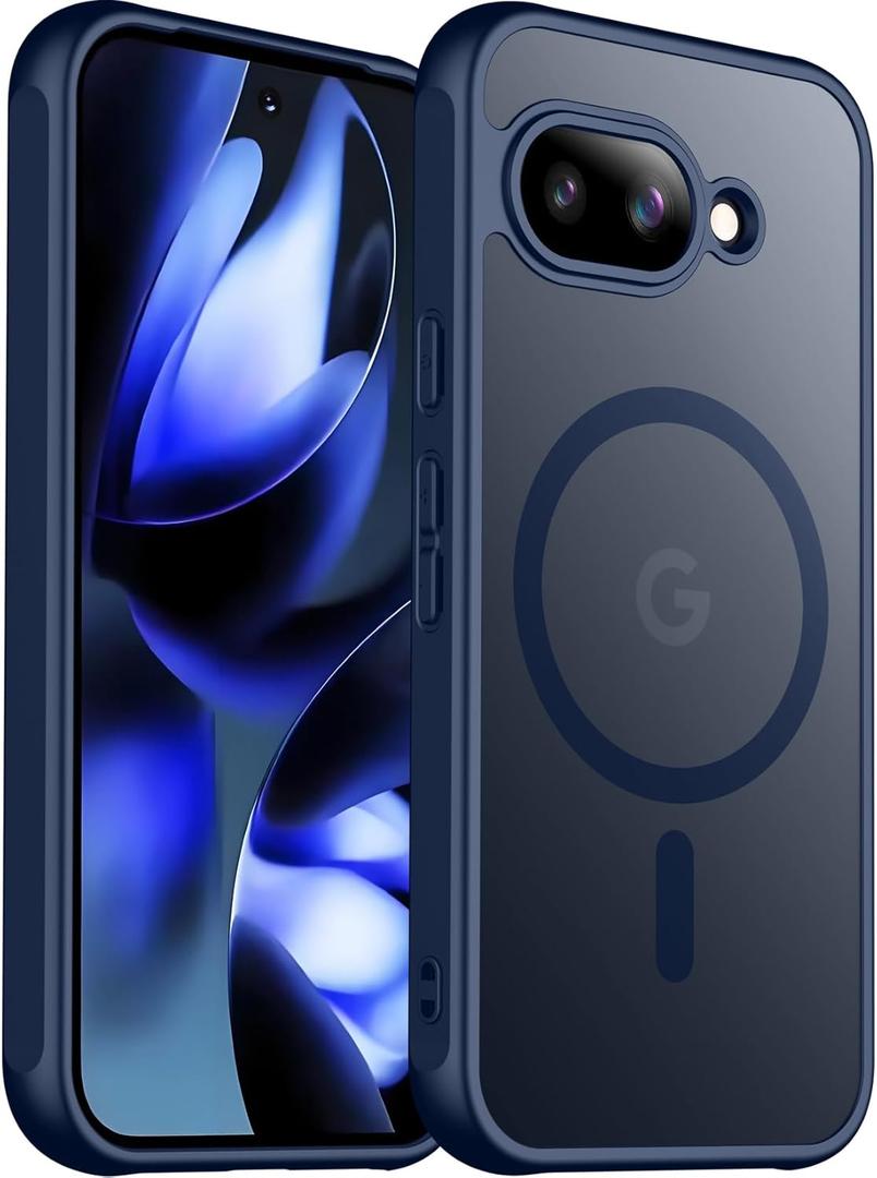 SPIDERCASE Magnetic for Google Pixel 9A Case, Military Grade Drop Protection Slim Translucent Matte Shockproof Anti-Fingerprint Phone Case for Pixel 9A, Blue | Magnetic, Military Grade, Drop Protection, Slim, Translucent, Matte