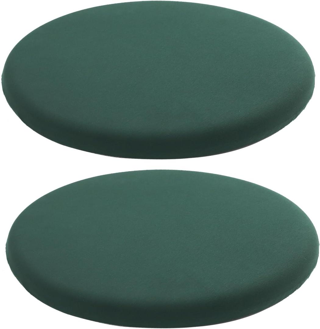 Round Memory Foam Chair Pad for Dining Room, Kitchen, and Office Use, Anti-Slip Round Stool Pad, Comfortable Seat Cushion with Removable Cover, 1 Pack, 15-Inch, Dark Green