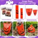 Halloween Leaf Bags, 12 Large & Small Plastic Reusable Pumpkin Bags with Twist Ties for Outdoor Party & Garden Decorations