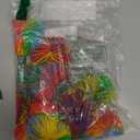 Leinuosen 12 Pieces Stringy Balls Sensory Stringy Ball Soft Rainbow Pom Bouncy Stress Bags Basket Stuffers Fillers Graduation Party Favors Birthday End of Year Gifts, Multicolor (2.75 Inch)