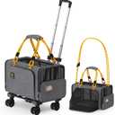 PAWZIDEA Pet Carrier with Wheels, 18x11x11 TSA Airline Approved Cat Carrier for 2 Cats Under Seat, Expandable Soft-Sided Dog Carrier for Small Dogs Rolling Travel Bag with Telescopic Handle, ID Card