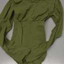 FeelinGirl Women's Long Sleeve Shapewear Bodysuit for Tummy Control Seamless Body Suits Thong V Neck Going Out Tops M