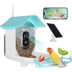 Bird Feeder with Camera, AI Identify Birds Species, Smart Bird Feeder with Camera Solar Powered, Auto 2K HD Video in Backyard, Instant Notifications, Ideal Gift for Family and Birds Lovers