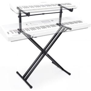 2-tier Double x Keyboard Stand, Heavy-duty Adjustable Height Piano Stand with Locking Straps & Quick Release, Portable X-Style Holder for 54/61/88 Key Digital Pianos, Stage Studio Home Use