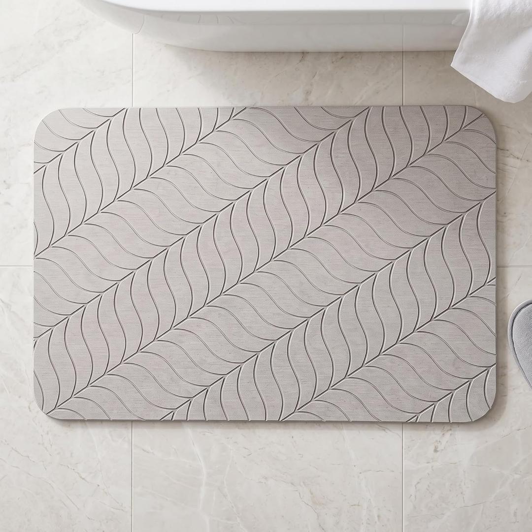 Deepstone Stone Bath Mat for Bathroom, Diatomaceous Earth Stone Mat Bathroom, Super Absorbent Quick Dry & Non Slip for Shower, Tub & Floor, 24" x 16", Gray