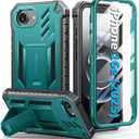 FNTCASE for iPhone 16e Phone Case: Military Grade [Built-in Screen Protector] [Kickstand] Matte Textured Drop Proof Protection Cover | Rugged Shockproof TPU Protective Sturdy Cases 2025 - Green