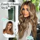 KooKaStyle Hair Extensions Medium Brown mix Caramel Blonde Clip in Synthetic Highlight Hair Extensions Long Wavy 4PCS Thick Hairpieces 20 Inch for Women