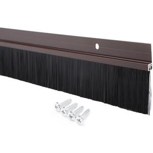 uxcell Door Brush Bottom Sweep Brown H-Shape Aluminum Alloy Holder W 1.6-inch Black PP Silicone Soft Brush, 1000mm x 63mm (Approx 39.37-inch x 2.48-inch)