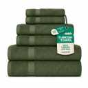 SALBAKOS 100% Turkish Cotton 6-Piece Towel Set | Heirloom Quality Hotel & Spa Collection | Soft, Super Absorbent 2 Washcloth, 2 Hand, 2 Bath Towel Sets | Made in Turkey (Green, 6 Piece Towel Set)