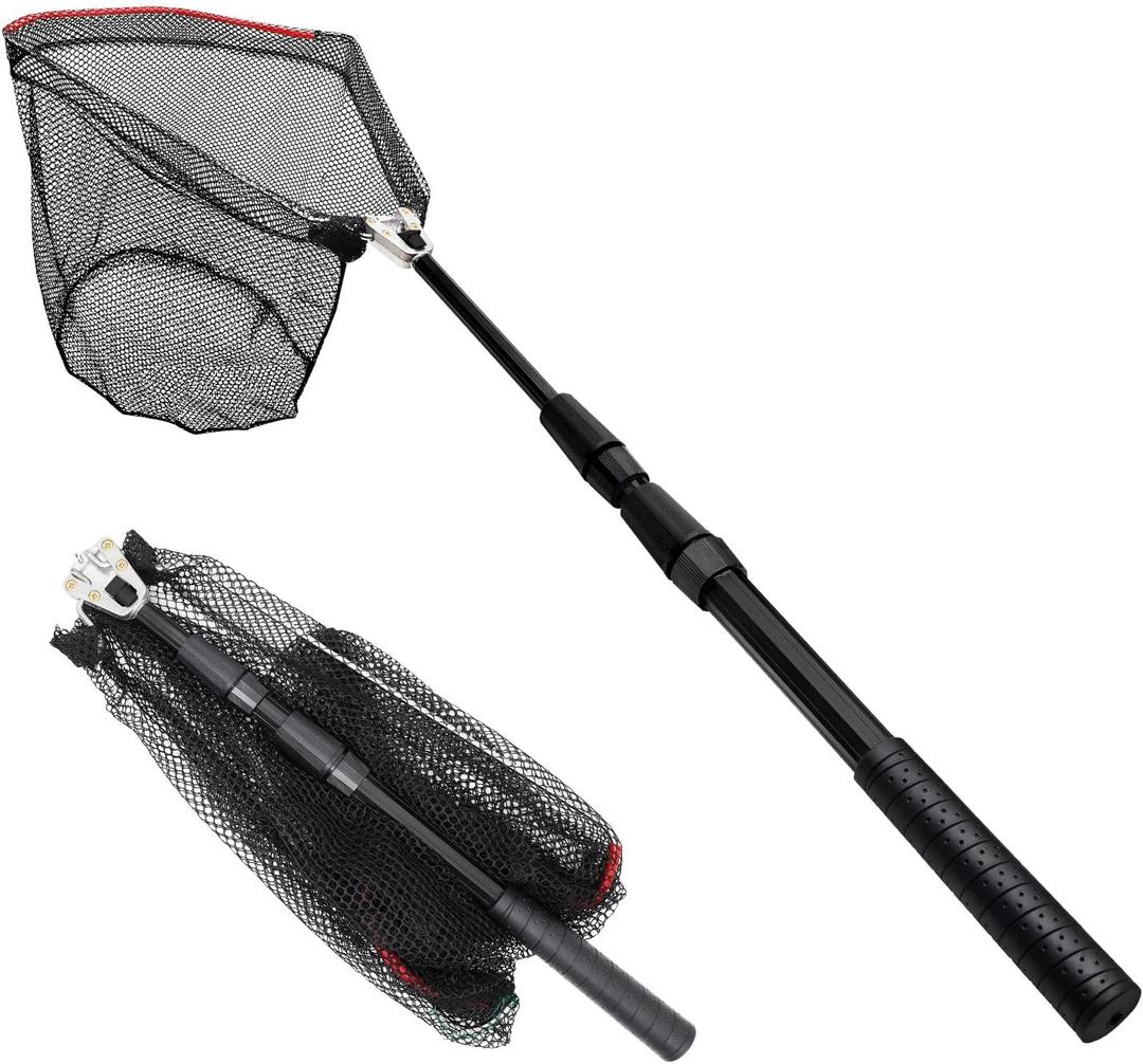 SAN LIKE Fishing Net Fish Landing Net Collapsible Fish Net with Anti-Slip Telescoping Rubber Pole Handle for Kids Adults in Saltwater Freshwater Multi-Size Extending to 37/42/43/51/69/71/89/98inch