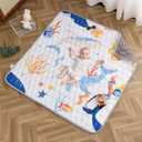 Baby Play Mat 50x50 Inch, Thickened Soft Floor Mat for Playpen, Machine Washable Foam Crawling Mat with Non-Slip Bottom for Babies and Toddlers, Foldable Padded Playmat (Ocean Wonders)