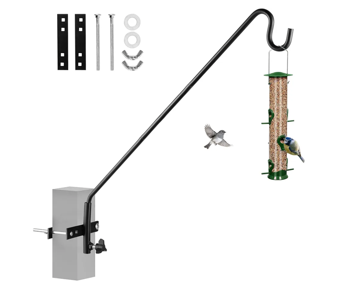 MIXXIDEA Extended Fence Deck Hook Rail Heavy Duty Bird Feeder Hook, Adjustable Plant Bracket for Bird Feeders, Planters, Suet Baskets, Lanterns, Wind Chimes and More