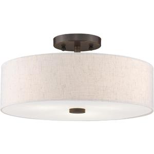 Livex Lighting 52135-92 3-Light Semi Flush Ceiling Light, English Bronze, 15"L x 15"W x 7.75"H