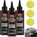 Glass Polishing Liquid D1, Car Glass Polishing Compound Windshield Cleaner Glas Oil Film Remover, Anti-Fog Hydrophobic Coating Spray, Scratches, Wiper Marks & Oil Film with Sponge (3pcs)