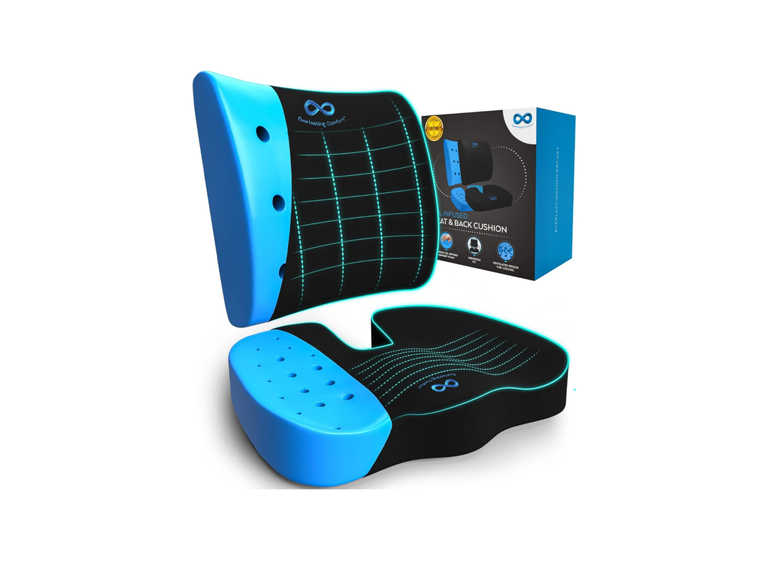 Everlasting Comfort Doctor Recommended Memory Foam Seat Cushion for Office Chairs & Car - Ergonomic Office Desk Accessories - Cushions for Tailbone Pain Relief, Sciatica & Back Support Pillow