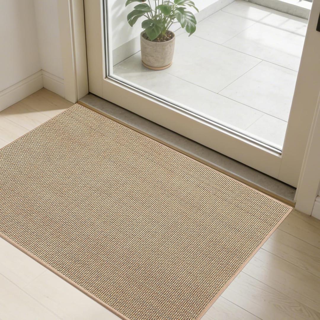 SMILOOL Front Door Mat Indoor Entrance, 24" x 36" Non-Slip Inside Door Mats for Entryway, Dirt Resistant and Absorbent Washable Doormat, Low Profile Entry Way Doormats, Floor Mats for House, Beige