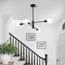 HHR 4-Light Sputnik Chandelier, Black Modern Chandelier Ceiling Light Fixture, Height Adjustable Chandeliers for Dining Room Kitchen Island, Mid Century Pendant Lighting for Living Room