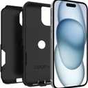 OtterBox iPhone 16e, 15, 14, & 13 Commuter Series Case - BLACK, slim & tough, pocket-friendly, with port protection (ships in polybag)