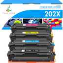 TRUE IMAGE Compatible Toner Cartridge Replacement for HP 202X CF500X CF500A 202A Color Laserjet Pro MFP M281fdw M281cdw M254dw M281fdn 281fdw M254 M281 Toner Printer (Black Cyan Yellow Magenta 4 Pack)