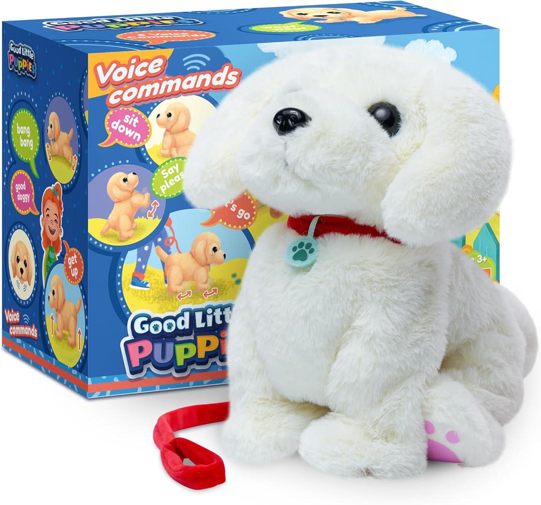Voice Command Labrador Puppy Robot Dog - Interactive Plush Pet Kids Toys, Knows 6 Tricks and Likes Walks, Stuffed Animal Toddler Toys for Girls and Boys 3 Year Old and Above Gifts