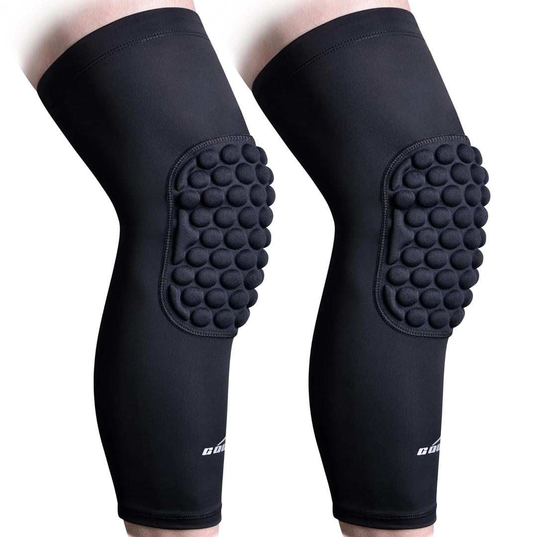 COOLOMG Basketball Knee Pads Youth Kids Adult Football Protective Padded Knee Compression Sleeves Black, S