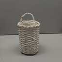 AuldHome Design Wall Hanging Baskets (White, Set of 2); Woven WIcker Rustic Farmhouse White Washed Door Baskets, Small and Medium Size