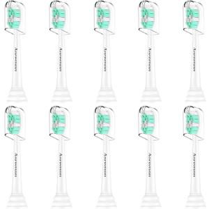 Aoremon Toothbrush Replacement Heads for Philips Sonicare Replacement Heads - Standard Toothbrush Head Compatible with Most Phillips Sonicare Click-on Electric Toothbrushes (10 Count (Pack of 1), White - 10 Count)