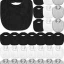 JaGely 30 Pack Baby Muslin Bandana Bibs Multicolor Solid Unisex Waterproof Feeder Adjustable Newborn Teething and Drooling (White, Light Gray, Black)