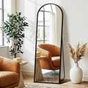 Arched Full Length Mirror with Stand, 56"x15" Full Body Floor Mirror, Black
HD Shatterproof Glass, Aluminum Alloy Frame, Free Standing/Leaning/Wall-Mounted for Bedroom, Living Room, Cloakroom, Entryway