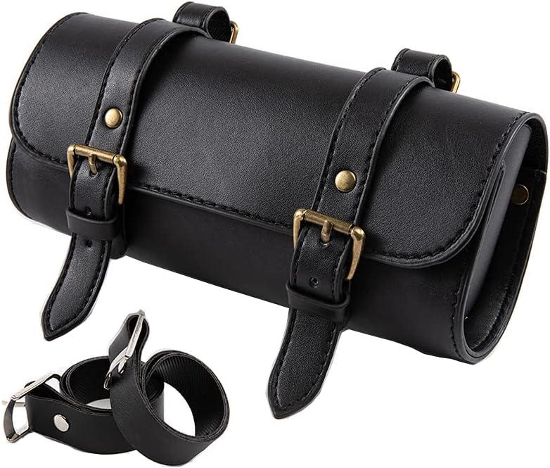 Motorcycle Saddle Bag Mini Motorbike Fork Handlebar Pu Leather Tool Storage Bag