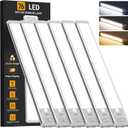 Under Cabinet Lighting Wireless, Rechargeable 10inch Motion Sensor Light Indoor, 3 Color Closet Light Battery Operated with LED Power Display, Magnetic Under Counter Lights for Kitchen, Home (6Pack) (Silver)