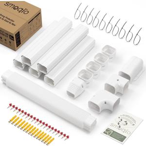 Mini Split Line Set Cover 3 Inch 10Ft, Easy to Install Lineset Cover Kit for Mini Split with Instruction, DIY Decorative PVC White Kit for Minisplit, Air Conditioner, Central AC and Heat Pump (Short Straight Duct Set)