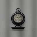 Small Vintage Metal Desk Clock, Decorative Table Clock for Living Room, Silent Mantel Clocks Farmhouse Shelf Decor Battery Operated, 9.5" Black