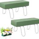 2 Pcs Headstone Flower Saddle Grave Saddles for Headstones 12 x 11 Inch Galvanized Gravestone Saddle Cemetery Headstone Saddles with Floral Foam for Cemetery Floral Holder Arrangements Tombstone Green