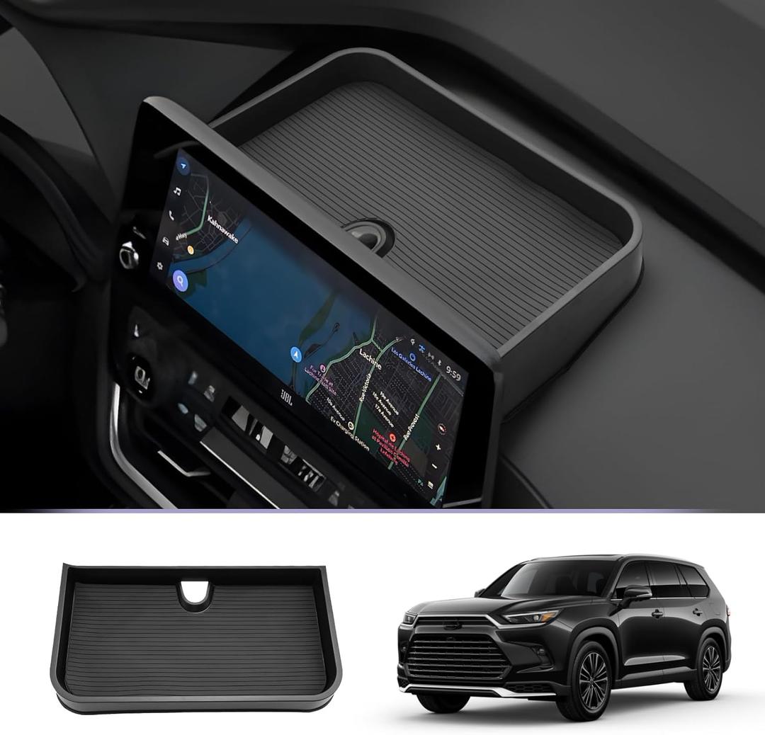 LUWU Dashboard Storage Tray Compatible with 2024 2025 Toyota Grand Highlander Center Console Display Box Hidden Organizer Tray Behind Screen 2024 2025 Grand Highlander Hybrid Accessories