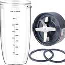 New Blender Cup and Blade Replacement Parts 32oz Cup and Extractor Blade and 2 Rubber Gaskets 4-Piece Compatible with NutriBullet High-Speed Blender/Mixer System 600W/900W Series