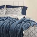 Bedsure GentleSoft Sherpa Fleece Throw Blanket for Couch, Non-Heated, Thick and Warm Throw for Women and Men, Soft Fuzzy Plush Blanket for Winter, Slate Blue, 50x60 Inches