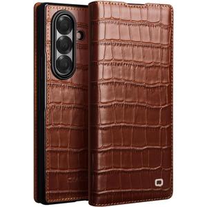 Genuine Leather Case for Samsung Galaxy Z Fold 7 5G Premium Cowhide Slim Sleeve Business Luxury Wallet Flip Cover for Samsung Z Fold 7 CaseBrown