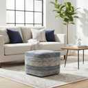SIMPLIHOME Clay Square Pouf - 18 inch Wide Upholstered Cotton Ottoman in Patterened Teal Melange, Boho Footstool, Decorative Cube Pouf or Extra Seating for Living Room or Bedroom, Assembled, 18"D x 18"W x 14"H