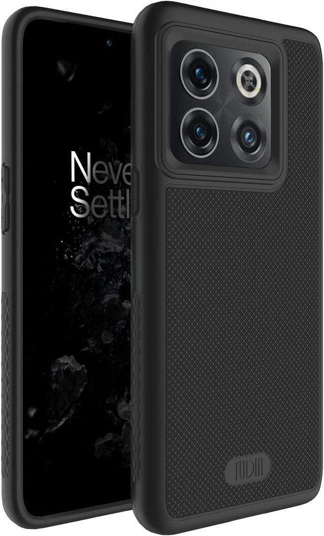 TUDIA DualShield Grip Designed for OnePlus10T Case 5G, [MergeGrip] Shockproof Military Grade Slim Dual Layer Protection for OnePlus 10T 5G Case (Matte Black)