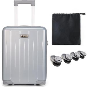 18-inch Carry-on Boarding Luggage: Equipped with Movable Wheels, TSA Approved,Under the Seat, Hard Shell Construction, Lightweight Bag with Essential Accessories (Pearl Silver)