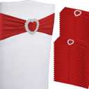Zrlljp 100PCS Spandex Stretch Red Chair Sashes Bows Universal Elastic Chair Cover Bands Ties with Buckle Slider for Wedding Party Birthday Reception Event Banquet Decoration(Red)