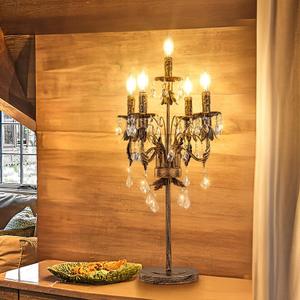 Wellmet Bronze Vintage Crystal Table Lamp,Bedside Lamps for Nightstand 28"H | 8 Lights Traditional Victorian Chandelier, Modern Classic Ceiling Light Fixture for Dining Room,Kitchen,Bedroom,Hallway,Entry