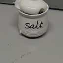 ONTUBE Ceramic Salt Bowl with Lid and Spoon 12oz (White)