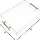 12"x16" Clear Acrylic Serving Tray with Golden Handles, Sturdy Huge Capacity Acrylic Tray for Coffee, Juice, Kitchen and Desk Organizer, Storage Tray (12"x16")