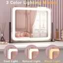 ROLOVE 22x17 Inch Lighted Vanity Mirror with Dimmable LED Lights - 3 Color Modes, Smart Touch Control & 360 Rotating Base - Desk Makeup Mirror (Black)